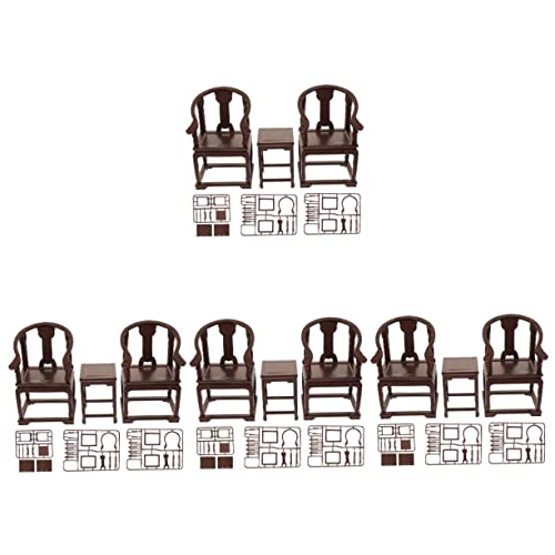 ERINGOGO 4 Sätze Simulationstisch Und Stuhl Kinder Rätsel Miniaturdekoration Lernspielzeug Für Kinder Vintage-Puzzle Chinesische Vintage Sessel Miniatur-amtssessel Modell Klassisch Plastik von ERINGOGO