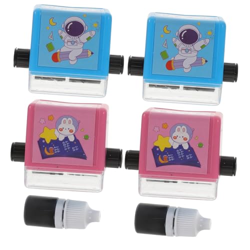 ERINGOGO 4 Sätze Wiederverwendbare Mathe Stempel mit Rollmechanismus Verschleißfest für Blauer Additions und Pinker Subtraktionsstempel Lernzubehör für Grundschule von ERINGOGO