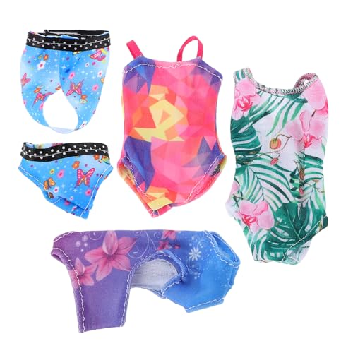ERINGOGO 4 Sets Bademode Für Puppen: Trendy Puppen-badeanzüge – Sommer-Strand-mini-Outfits – Austauschbares Minikleid – Entzückende Miniatur-bademode-Requisiten von ERINGOGO