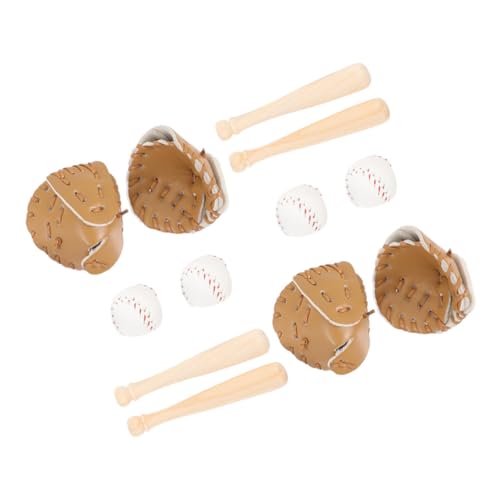 ERINGOGO 4 Sets Dollhouse Baseballspielzeug Für Kinder Miniatur Set Dollhouse Mini Baseball Fledermaus Glove Ball Kit Mini House Miniatur Sport Ornamente von ERINGOGO