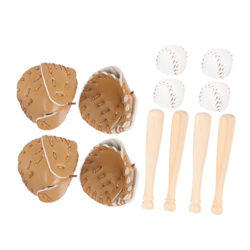 ERINGOGO 4 Sets Miniatur Baseball -Set Für Kinder Dollhouse Spielzeug Miniatur Baseball Fledermäuse Handschuhe Ball Kit Dekorative Simulation Sport Winziges Hauszubehör von ERINGOGO