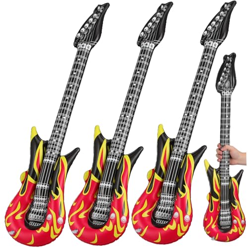 ERINGOGO 4 Stück Aufblasbare Gitarren aus PVC Lustige Instrumente für Partys Dekorationsspielzeug für Junge Mädchen Leicht und Wiederverwendbar von ERINGOGO