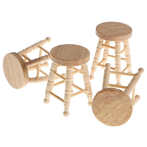 ERINGOGO 4 Stück BOT -Rock Rock HOLK Modelle kinderspielzeug deko Mini Hocker aus Holz Kindermöbel puppenhaus zubehör Mini-Puppenhaushocker Mini-Möbelverzierung hölzern Khaki von ERINGOGO