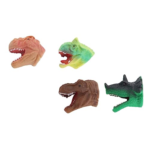 ERINGOGO 4 Stück Dinosaurier Fingerpuppen Interaktive Tiere für Leichte Tragbare Dinosaurierköpfe Geschichtenerzählen Geeignet für Jungen und Mädchen von ERINGOGO