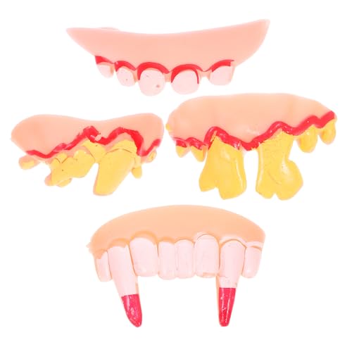 ERINGOGO 4 Stück Falsche Zähne Lustig Cosplay-zahnersatz Halloween-zahnersatz Lustige Zähne Als Dekoration Dekorative Halloween-zähne Cosplay -zähne Hässliche Halloween-kostüme Gummi von ERINGOGO