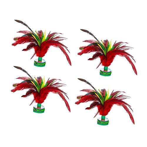 ERINGOGO 4 Stück Feder -Shuttlecock Kick Federball Shuttlecocks Federbälle Badminton Federball treten Federball für Trainingsfederball Hochelastischer Kunststoffsockel Bunt von ERINGOGO