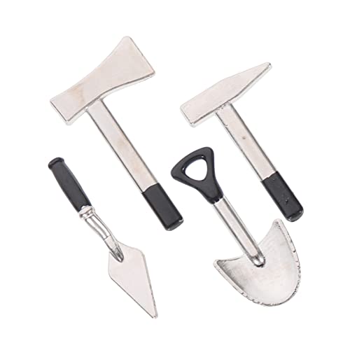 ERINGOGO 4 Stück Gartenwerkzeugmodell Bausatz Miniatur Puppenhauszubehör Dein Dekorationszubehör für Puppenhäuser Simulationshausspielzeug kleines Hausgerät Legierung Silver von ERINGOGO