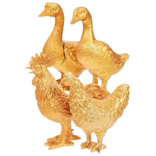 ERINGOGO 4 Stück Geflügelmodellspielzeug Tiere kleines Tier tierisches Miniatur Kindertierspielzeug Mini-Tierspielzeug goldene Tierfigur Kinderspielzeug Plastik von ERINGOGO