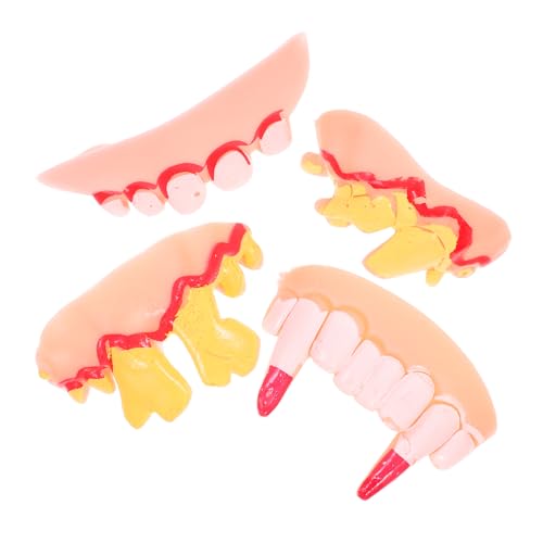ERINGOGO 4 Stück Halloween zähne hässliche Halloween-Kostüme hässliche zähne Kostüm Zähne Kostüm mit falschen Zähnen Gruselige Zähne für Halloween Falsche Zähne Cosplay-Zahnersatz Gummi von ERINGOGO