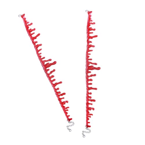 ERINGOGO 4 Stück Handgefertigte Gothic Halloween Blutkette Rote Blutflecken Halsketten Choker Party Schmuck für Kostüm und Theater von ERINGOGO