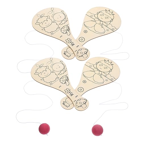 ERINGOGO 4 Stück Holzschläger Und Farbe Doodle Unvollendete Paddelbälle Paddelball Bastelsets Für Spielzeugpaddel Bastelbedarf Holzpaddelball Paddelschläger ERINGOGO 4 Stück Holzschläger Und Farbe Doodle Unvollendete Paddelbälle Paddelball Bastelsets Für Spielzeugpaddel Bastelbedarf Holzpaddelball Paddelschläger von ERINGOGO