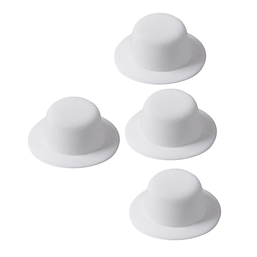 ERINGOGO 4 Stück Hut Embryo Kleiner Zylinder Minihüte zum Basteln Mini Zylinder basteln Mini-Hut Kappen Kreatives Bastelset DIY-Zubehör Haarnadelhut dekorative Zylinderhüte Gebürstet Weiß von ERINGOGO