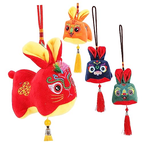 ERINGOGO 4stücke Plüschkaninchen Für Jahr Hasen Süße Und Lebendige Stofftiere Rot Blau Grün Und Orange Als Dekoration Oder Für Chinesische Neujahr von ERINGOGO