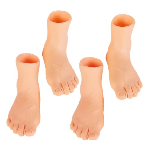 ERINGOGO 4 Stück Katze streichelt Fingerpuppen Finger Fuß Quirky Finger Puppen Set Pädagogisches Mini- Plastik Beige von ERINGOGO