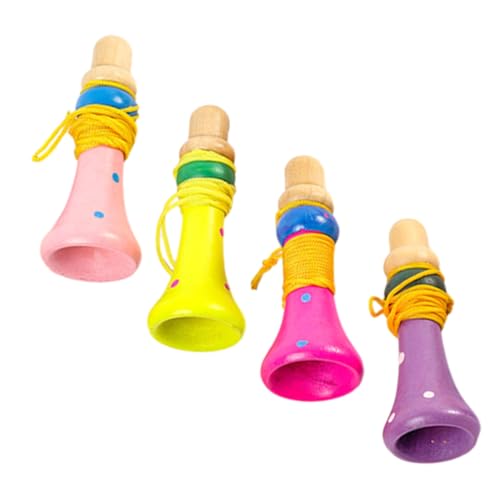 ERINGOGO 4 Stück Kleine Holztrompeten Für Kleinkinder Musik Lebensechte Kleine Trompeten Trompetenspielzeug Instrument Trompetenspielzeug Anfänger Trompete Mini Trompete von ERINGOGO