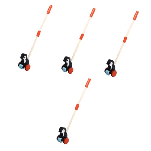ERINGOGO 4 Stück Lauflernhilfe Spielzeug für Kleinkinder Penguin Pinguin-Spielzeug Spielzeuge Babyspielzeug aus Holz Mädchenspielzeug Gehhilfe vom Sitzen zum Stehen Lauflernwagen Karikatur von ERINGOGO