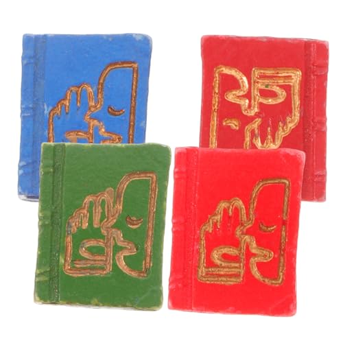 ERINGOGO 4 Stück Mini -Buch Ornamente kleines Puppenhaus Dekoration Puppenhaus Regal Puppenhaus Mini Bücherregal Puppenhaus Einrichtung Miniaturbücher zum Basteln Mini-Puppenhausbücher Harz von ERINGOGO
