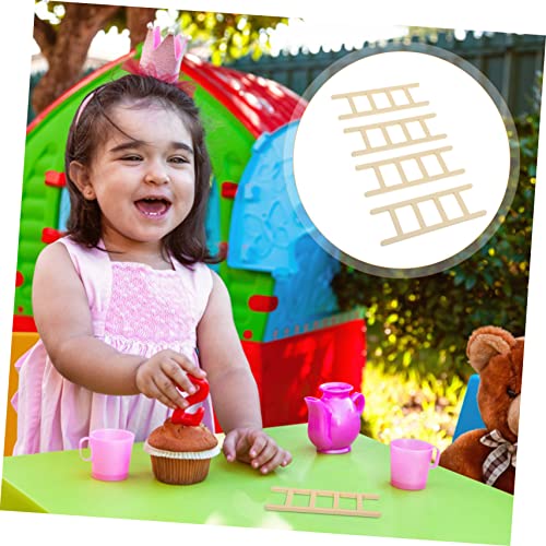ERINGOGO 4 Stück Mini Holzleiter Teiliges Kreative Puppenhaus Dekoration Filigrane Miniatur Holzleiter für DIY Landschaften und Zubehör von ERINGOGO