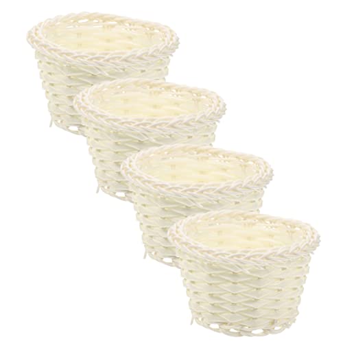ERINGOGO 4 Stück Mini Küchenzubehör Spielzeugkorb Einfarbig Picknickkörbe Kleiner Weidenkorb Geflochtener Korb Süßer Korb Minikorb Puppen Mädchen Miniatur Treffen Kleiner Korb von ERINGOGO