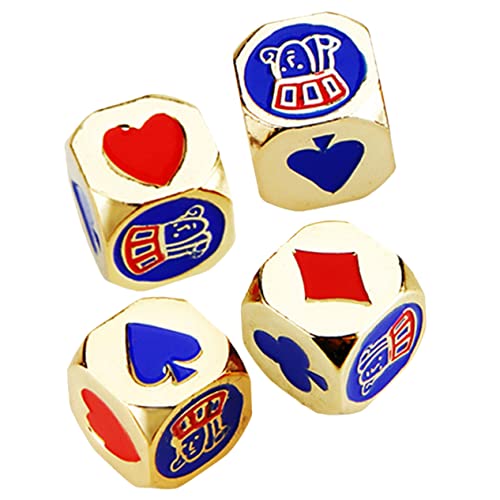 ERINGOGO 4 Stück Poker -Metallwürfel lustiges Spiel Hochzeitsdekorationen für Spielzeugspiel Glitzerspiel Würfel Mini-Brettspiele Spielabenddekorationen Tragbare Metall -Würfe von ERINGOGO