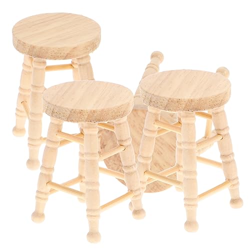 ERINGOGO Lernspielzeug Für Kinder 4-teiliges Mini-hocker-Set Miniatur-puppenhausmöbel-hocker-Modell Echtholz Khaki von ERINGOGO