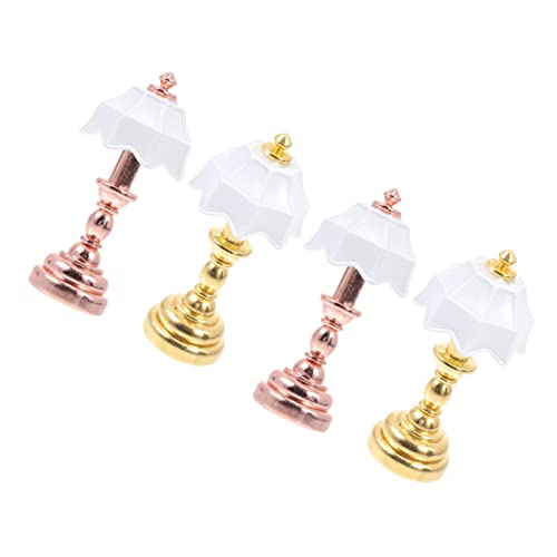 ERINGOGO 4 Stück Puppenstuben-tischlampe Klein Bett Nachttisch Häuser Puppenhaus Batterielampe Led Lampen Szene Mini Winzig Puppenhaus-möbelleuchten Puppenhaus Led-licht Eisen von ERINGOGO