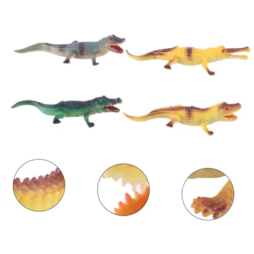 ERINGOGO 4 Stück Realistische Krokodil Figur Teiliges Mini Tiermodell für Ab Jahren Pädagogisches Lernspielzeug Wahrnehmung und Kreativen in Gelb Grün von ERINGOGO