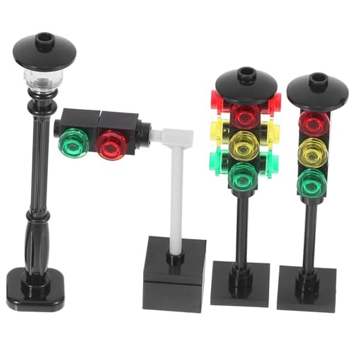 ERINGOGO 4 Stück Signallichtschild- Vorschulkind Landschaftsampeldekoration Mini Ampel Für Landschaftsdekoration Lernen Puppenhaus-ampel Ampel Für Früherziehung Lampe Rot Black Abs von ERINGOGO