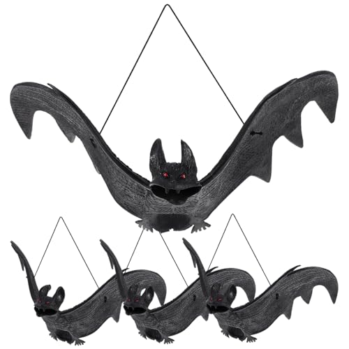 ERINGOGO 4 Stück Simulation Fledermaus Anhänger Halloween Fledermäuse Dekorationen Party Szene Layout Für Halloween Fledermaus Hängendes Ornament Halloween Fledermaus Dekoration Aufkleber von ERINGOGO