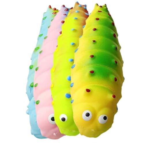 ERINGOGO 4 Stück Stressabbau Knetspielzeug Bunte Widerstandsfähige Dehnbare Raupenform für Erwachsene Kompaktes Sensorisches Anti Stress für Haushalt und Alltag Zufällige Zufällige Farbe von ERINGOGO