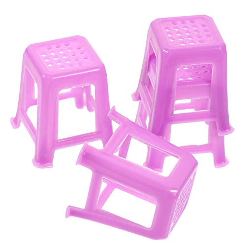 ERINGOGO 4 Stück Stuhlminiatur Mini-hocker-Modell Gartenminiaturen Hocker Für Puppenhaus Miniaturmöbel Und Accessoires Mini-Stuhl Zum Basteln Minihocker Zum Basteln Plastik Violett von ERINGOGO