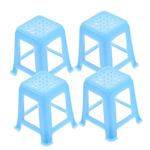 ERINGOGO 4 Stück Stuhlminiatur kunststoffstühle plastikstuhl Dekoration für Miniaturgärten Puppenhausmöbel Miniaturstühle für Bastler Mini-Landschaftshocker Mini-Hocker-Modell Blue von ERINGOGO