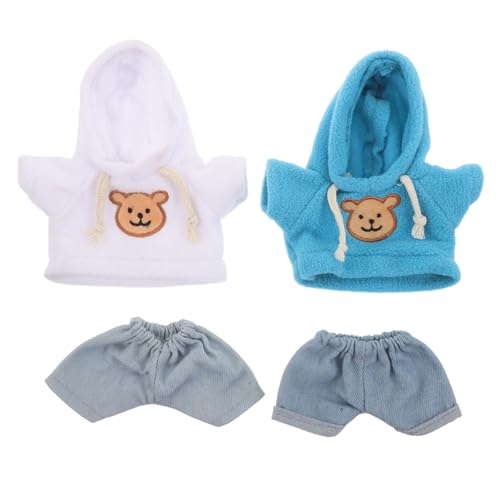 ERINGOGO 4 Stück Teiliges Bärenkleidung für Plüschtiere Hoodie Jeans aus Robustem Baumwollstoff Niedliche Trendige Kleidung zum Selbermachen für Kleine Stofftiere und Kuschelbären von ERINGOGO