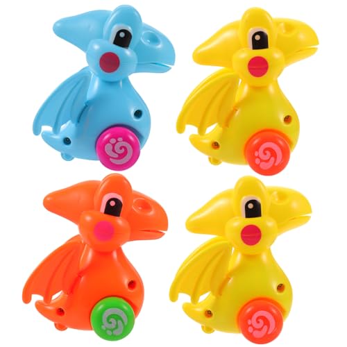 ERINGOGO 4 Stück Teiliges Dinosaurier Spielzeugauto aus Robustem Aufziehbare Wind Up Fahrzeuge mit Beweglichen Dinosaurierfiguren Kleines Kinderfahrzeug für Jungen und Mädchen Ab Jahren von ERINGOGO
