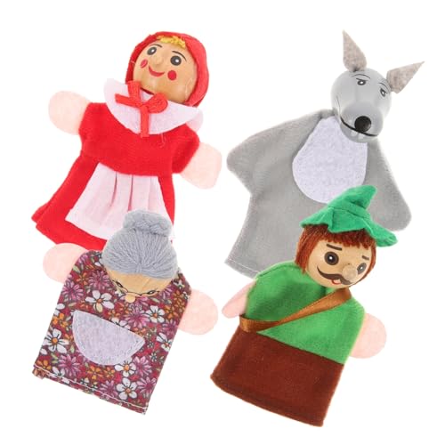 ERINGOGO 4 Stück Teiliges Holz Fingerpuppen Tiere Niedliche Handspielzeug für Jungen Mädchen Interaktive Lernspielzeuge zum Erzählen Pädagogisch Sicher und Langlebig für Geburtstag und von ERINGOGO