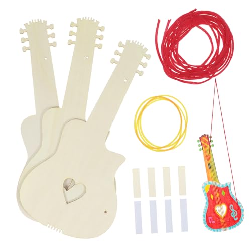 ERINGOGO 4 Stück Teiliges Holz Gitarren für Blanko DIY zum Bemalen Robustes Musikinstrument Handgerecht für Kindergarten Kreative Gestaltung und Musikalischer Spielspaß von ERINGOGO