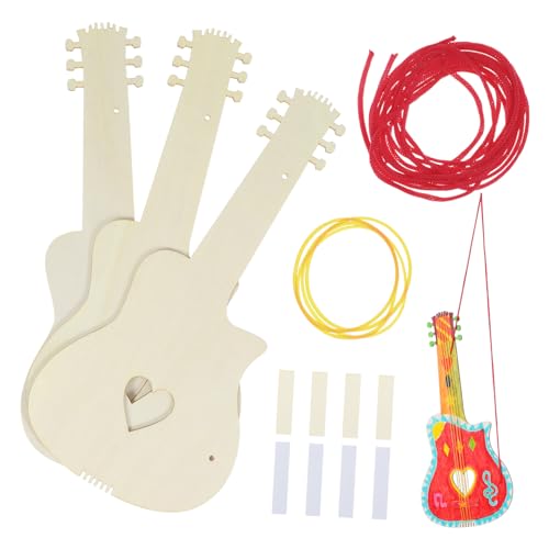 ERINGOGO 4 Stück Teiliges Holzgitarren Kindgerechte und Ergonomisches Design für DIY-bemalung und Kreative Musikprojekte im Kindergarten und Zuhause von ERINGOGO