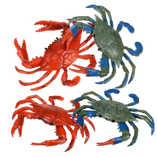 ERINGOGO 4 Stück Teiliges Krabben Realistische Bunte Meeresfigur mit Schwimmendem Design Pädagogisch Wertvoll für Kreative Spiele und Meerestiere Lernen von ERINGOGO