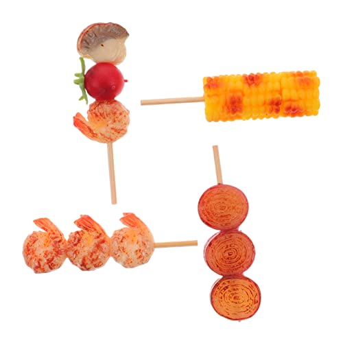 ERINGOGO 4 Stück Teiliges Künstliche Grill Lebensmittelmodell Realistische Dekoration für Foto Requisiten Garnelen Mais Zwiebeln und Jakobsmuschel Tomaten für Rollenspiele und von ERINGOGO