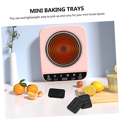 ERINGOGO 4 Stück Teiliges Mini Backblech aus Langlebiger Mini Küchenzubehör für Puppenhaus Glatte Oberfläche Formstabil DIY für Kleinkinder von ERINGOGO