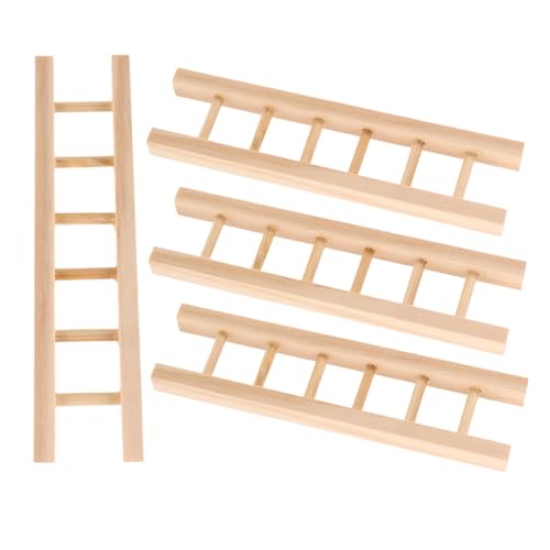 ERINGOGO 4 Stück Teiliges Mini Holz Trittleiter Miniatur Leiter für Puppenhaus DIY Bastelzubehör Detailgetreues Accessoire für Landschaftsdekoration und Feengarten Szenen von ERINGOGO