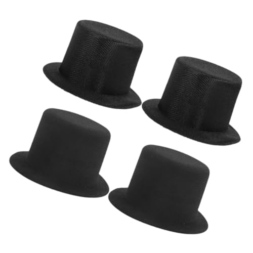 ERINGOGO 4 Stück Teiliges Mini Schneemann Hüte Kleine Schwarze Miniatur aus Filz und Glänzendem für DIY Bastelprojekte Puppendekoration und Winterliche Handarbeiten von ERINGOGO