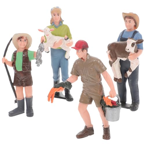 ERINGOGO 4 Stück Teiliges Miniatur Farmer Figuren Detailgetreue Bauernhof Puppenhaus Modelle Pädagogische Bauernhof Menschen Stabile Dekoration für Kinderspiele und Heimgestaltung von ERINGOGO