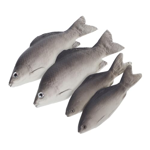 ERINGOGO 4 Stück Teiliges PU Künstlich Fisch Deko Lebensechte Gefälschte Fische für Food Styling Fotografie Requisiten Fade Resistent Leicht für Restaurant Küchen und Studio Dekoration von ERINGOGO