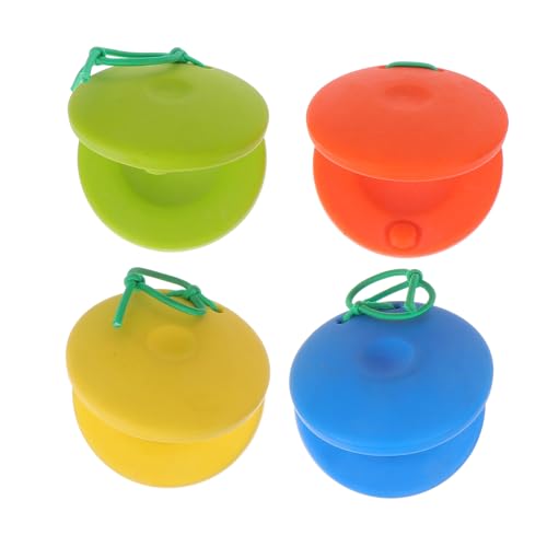 ERINGOGO 4 Stück Teiliges Percussion Bunte Kastagnetten aus Robustem Fördert Musikalisches Lernen und Rhythmusgefühl für Kleinkinder und Spielerische Früherziehung von ERINGOGO