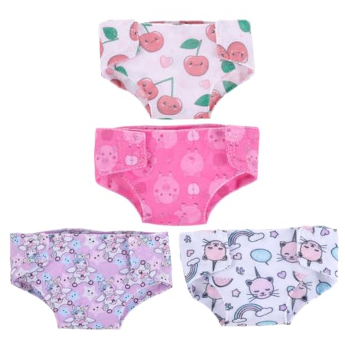 ERINGOGO 4 Stück Teiliges Puppenzubehör Waschbare Unterhosen für Puppen für Rollenspiele Passende Accessoires für Puppen Vielseitig und Anpassbar für Kreative Spiele von ERINGOGO