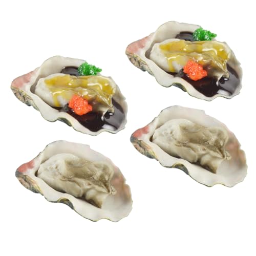 ERINGOGO 4 Stück Teiliges Realistischer Meeresfrüchte Modelle Imitation von Austern und Muscheln für Tischdekoration BBQ Simulation und Fotorequisiten aus Langlebigem Gefertigt Leicht zu von ERINGOGO