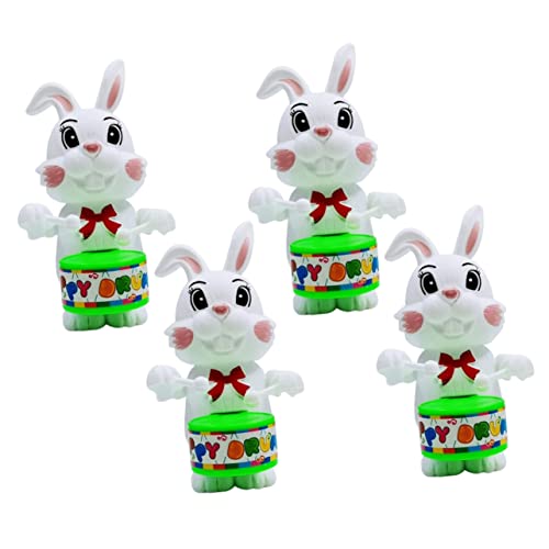 ERINGOGO 4 Stück Trommelnder Hase Lustige Uhrwerk Interessantes Uhrwerkspielzeug Für Tragbares Kinderspielzeug Aufziehspielzeug Uhrwerk Für Abs von ERINGOGO