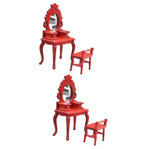 ERINGOGO 4 Stück Vintage Kommode Hocker Puppenhaus-Schlafzimmermöbel Vintage-Dekor Schminktisch Modelle Kinderkommode Puppenmöbel Mini-Stühle Miniatur Ornamente Zubehör von ERINGOGO