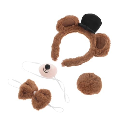 ERINGOGO 4-teiliges Bärenkostüm-zubehörset – Bärenohren, Stirnband, Fliege, Nase Und Für Halloween, Karneval Und Tier-cosplay-partys von ERINGOGO